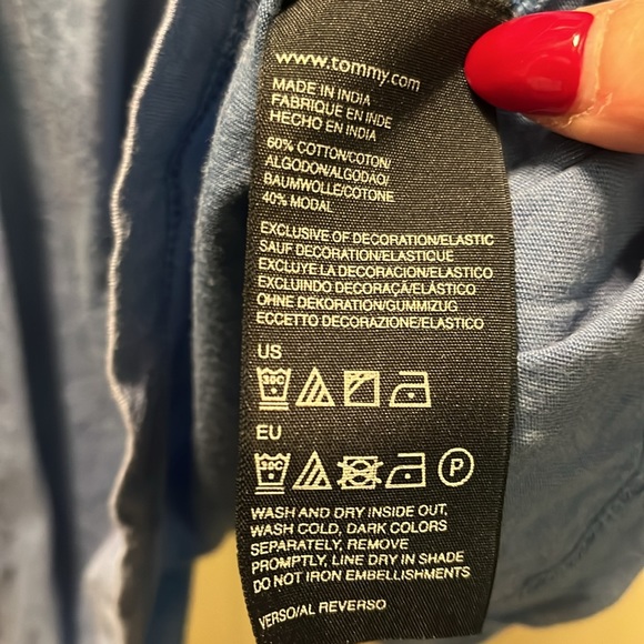 Tommy Hilfiger shades of blue top teal to periwinkle 60/40 cotton - Picture 4 of 6